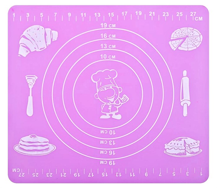 Силиконовый коврик для теста с разметкой 29х26 см. (розовый). МультиДом - фото 29038
