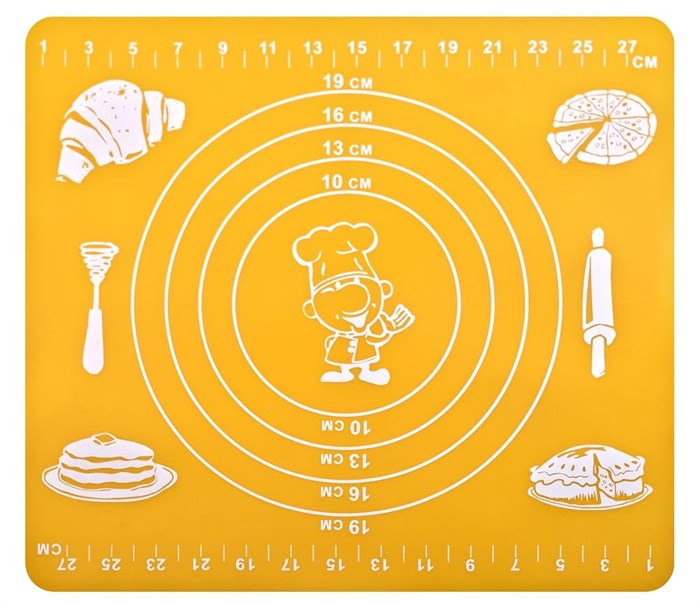 Силиконовый коврик для теста с разметкой 29х26 см. (желтый). МультиДом - фото 29330