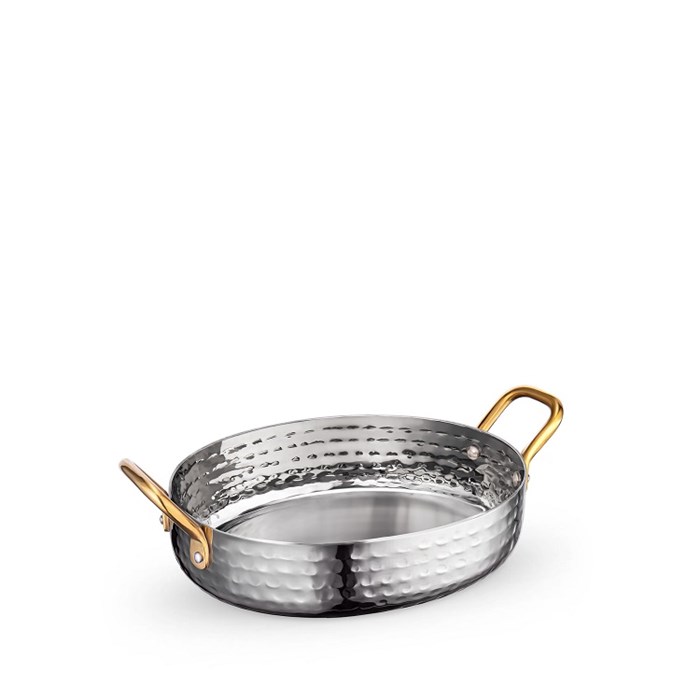 Сковорода для подачи овальная Silver 16х13х3,8 см. (2 ручки). Wilmax 554106/S - фото 42428