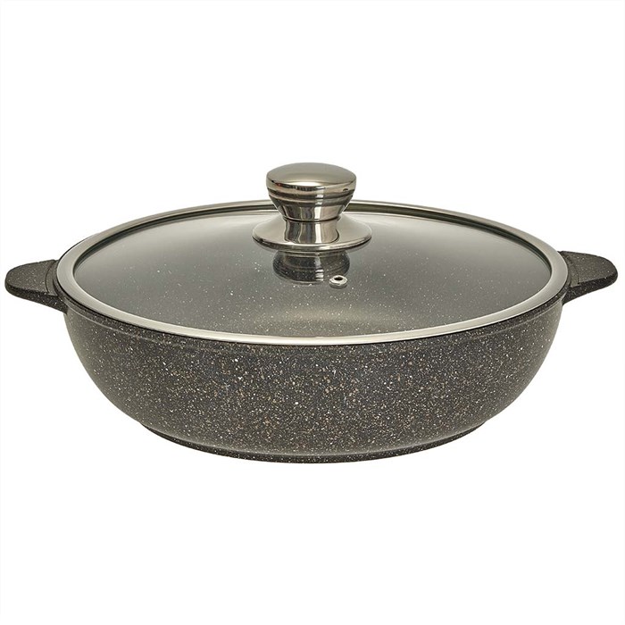 Жаровня Мегалит коричневый с крышкой 28 см. (2 литые ручки). Гардарика 1828-18-10