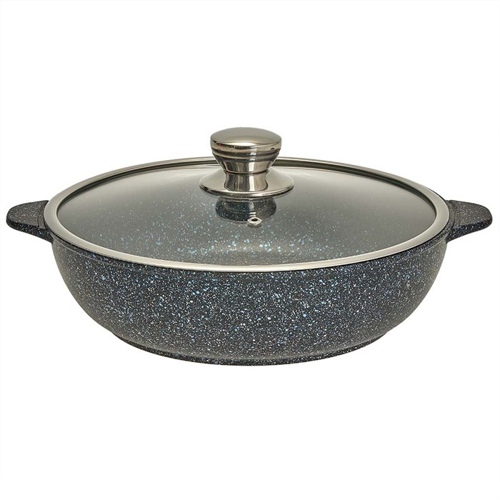 Жаровня Мегалит синий с крышкой 28 см. (2 литые ручки). Гардарика 1828-14-10