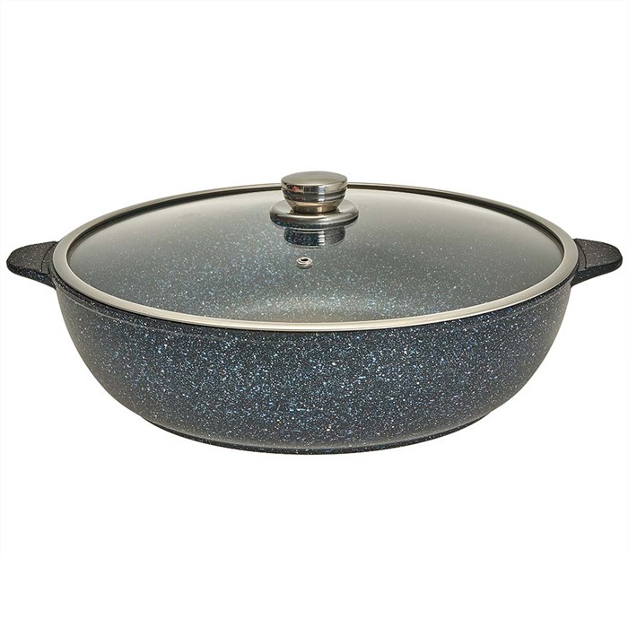 Жаровня Мегалит синий с крышкой 32 см. (2 литые ручки). Гардарика 1832-14-10