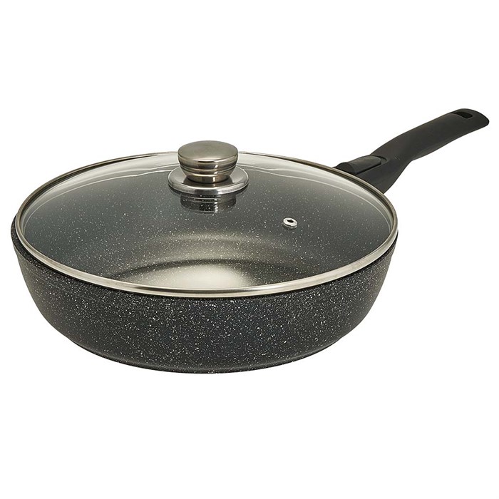 Сковорода Орион 24 см. с крышкой и съемной ручкой (покрытие Мрамор). Гардарика 1224-04-01-10