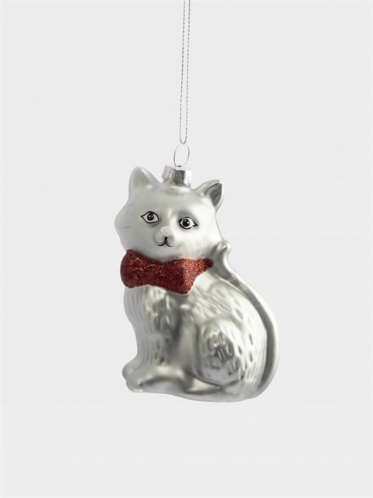 Игрушка елочная Кошка 7х9 см. стеклянная. Anna Lafarg ANLAF-DGF1226