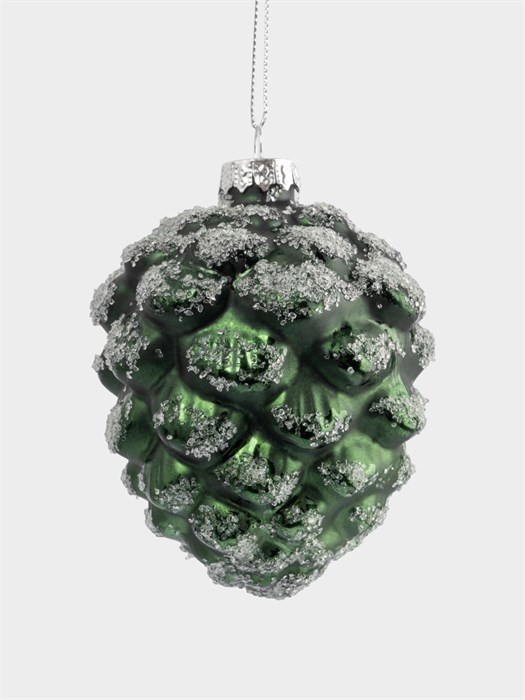 Игрушка елочная Шишка зеленая 10 см. стеклянная. Anna Lafarg ANLAF-EG01-KU-006