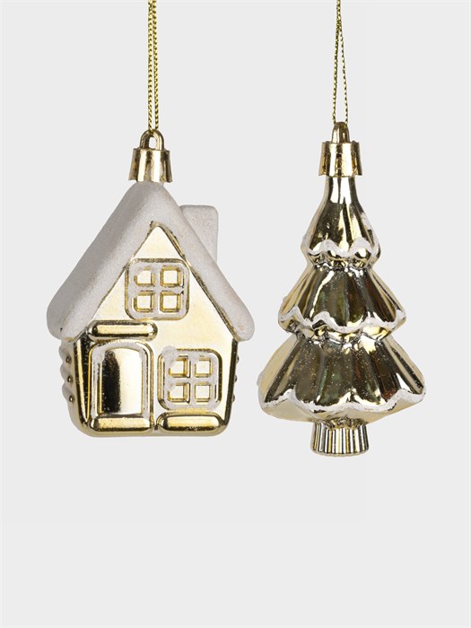 Набор елочных игрушек Домик и Елка 7 см. пластик (2 шт). Anna Lafarg ANLAF-589W2