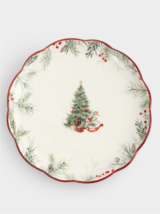 Тарелка обеденная Лошадка у Елки 24 см. (керамика). Anna Lafarg ANLAF-FDH-0303-2