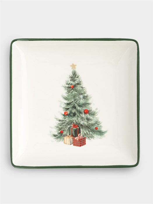 Блюдо квадратное Елка с подарками 22х22 см. (керамика). Anna Lafarg ANLAF-FDH-0303-19