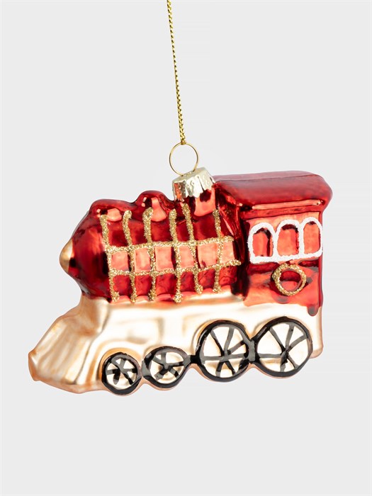 Игрушка елочная Паровоз 10 см. стеклянная. Anna Lafarg ANLAF-DGF1229