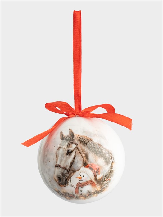 Игрушка елочная шар Конь и Снеговик 7 см. пенопласт. Anna Lafarg ANLAF-XSR0938