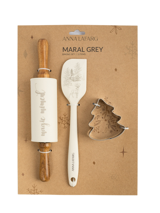 Набор для выпечки Олень в лесу 3 пр. (скалка, лопатка, форма). Anna Lafarg ANLAF-HRN-72-34