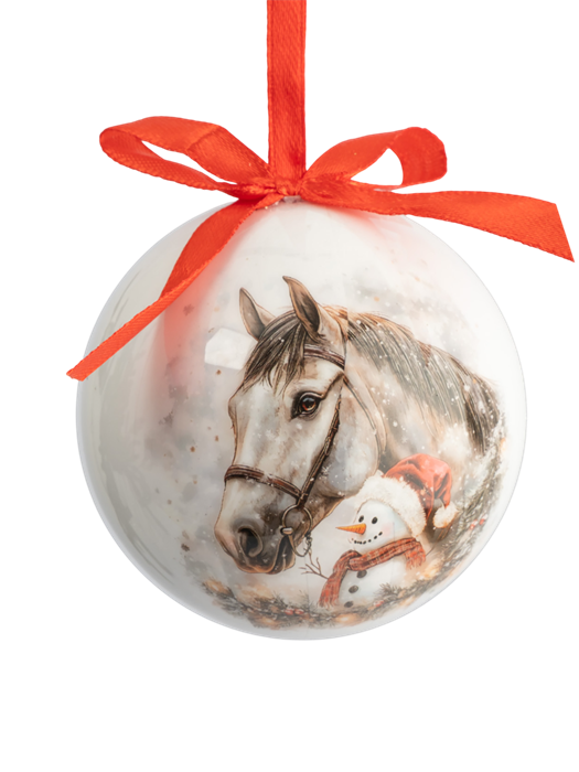 Игрушка елочная шар Конь и Снеговик 7 см. пенопласт. Anna Lafarg ANLAF-XSR0938