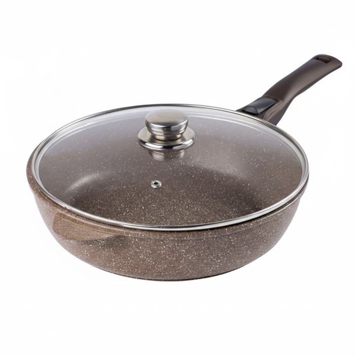 Сотейник Алтай 26 см. с крышкой, съемная ручка soft-touch (покрытие Мраморное). Гардарика 1926-07-01-10