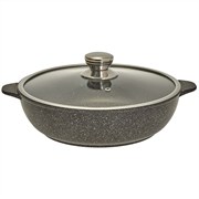 Жаровня Мегалит коричневый с крышкой 28 см. (2 литые ручки). Гардарика 1828-18-10