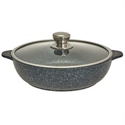 Жаровня Мегалит синий с крышкой 28 см. (2 литые ручки). Гардарика 1828-14-10