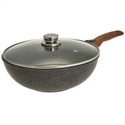 Сковорода-Вок Мегалит с крышкой 26 см. (съемная ручка soft-touch, коричневый). Гардарика 0726-18-01-10