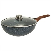 Сковорода-Вок Мегалит с крышкой 26 см. (съемная ручка soft-touch, синий). Гардарика 0726-14-01-10