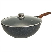 Сковорода-Вок Мегалит с крышкой 28 см. (съемная ручка soft-touch, синий). Гардарика 0728-14-01-10