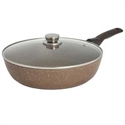 Сковорода глубокая Алтай 28 см. с крышкой, ручка съемная Soft Touch (покрытие  Мраморное). Гардарика 1228-07-01-10