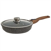 Сковорода-сотейник Мегалит с крышкой 22 см. (съемная ручка soft-touch, коричневый). Гардарика 1022-18-01-10