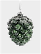 Игрушка елочная Шишка зеленая 10 см. стеклянная. Anna Lafarg ANLAF-EG01-KU-006