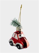 Игрушка елочная Машина с елкой 4х6 см. стеклянная. Anna Lafarg ANLAF-4YUC16C214