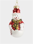 Игрушка елочная Снеговик с тростью 5х9 см. стеклянная. Anna Lafarg ANLAF-DF24-KH074