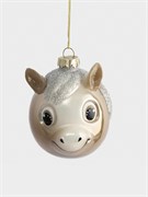 Игрушка елочная шар Лошадка с блестящей гривой 7x8 см. стеклянная. Anna Lafarg ANLAF-DF24-KH075