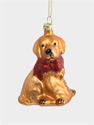 Игрушка елочная Собака с бантом 7х9 см. стеклянная. Anna Lafarg ANLAF-DF24-KH077