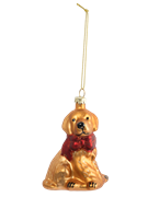 Игрушка елочная Собака с бантом 7х9 см. стеклянная. Anna Lafarg ANLAF-DF24-KH077