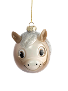 Игрушка елочная шар Лошадка с блестящей гривой 7x8 см. стеклянная. Anna Lafarg ANLAF-DF24-KH075