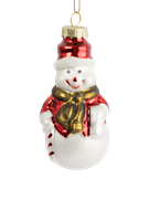 Игрушка елочная Снеговик с тростью 5х9 см. стеклянная. Anna Lafarg ANLAF-DF24-KH074
