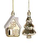 Набор елочных игрушек Домик и Елка 7 см. пластик (2 шт). Anna Lafarg ANLAF-589W2