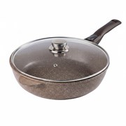 Сотейник Алтай 22 см. с крышкой, съемная ручка soft-touch (покрытие Мраморное). Гардарика 1922-07-01-10